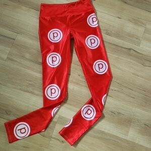 Goldsheep Pure Barre Red Logo Print High-Waist Leggings